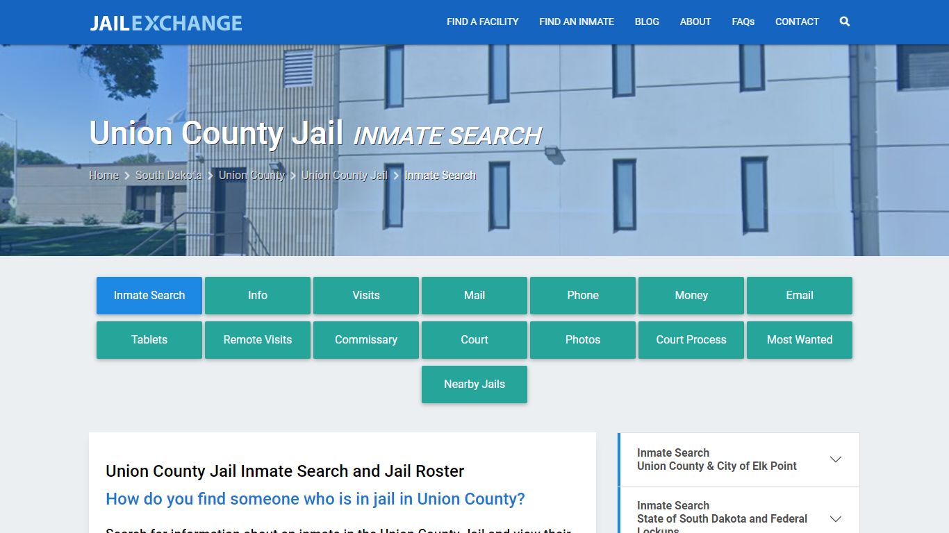 Inmate Search: Roster & Mugshots - Union County Jail, SD