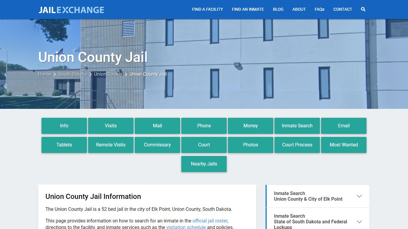 Union County Jail, SD Inmate Search, Information