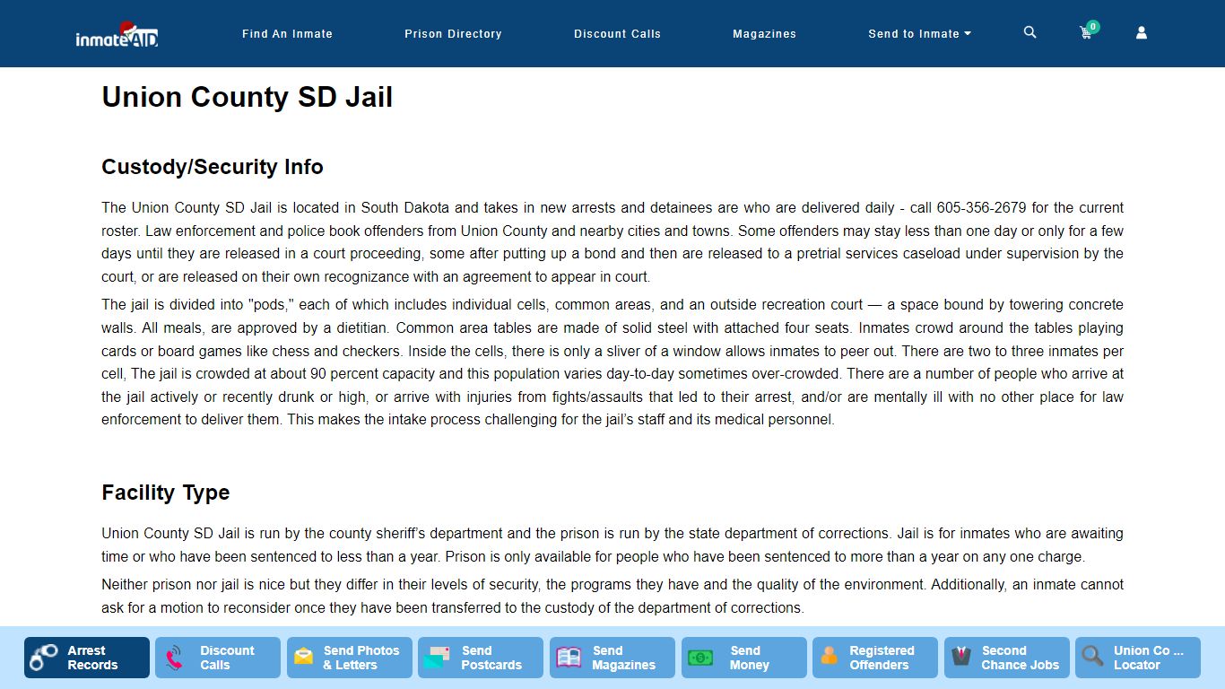 Union County SD Jail - InmateAid